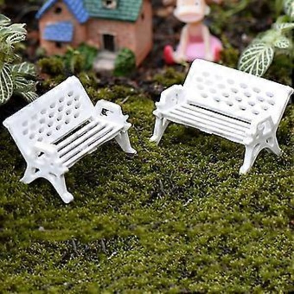 2 stk. Mini Parkbenk Hagepynt Miniatyr Håndverk Eventyr Dukkehus Dekor Qinhai(M )