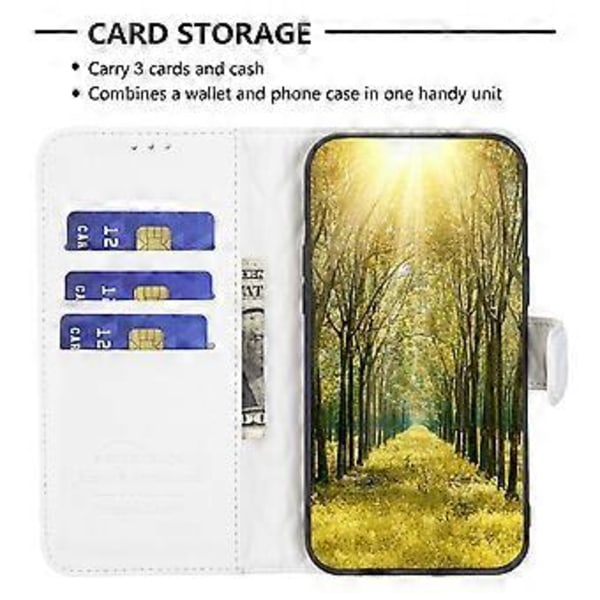 Samsung Galaxy F34 5G/M34 5G -lompakko puhelimen kotelo PU-nahasta painetulla ruudukolla, telineellä (tyyli E)