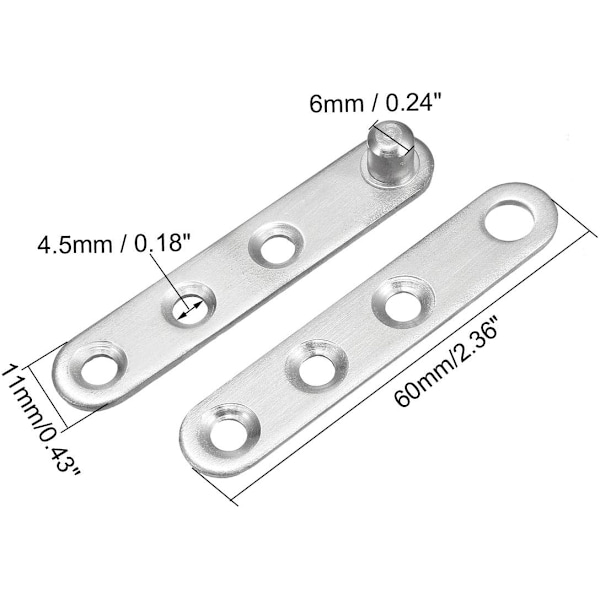 4 kpl ruostumattomasta teräksestä valmistettuja oven kääntösaranoita, 360 asteen kierto, 60 mm x