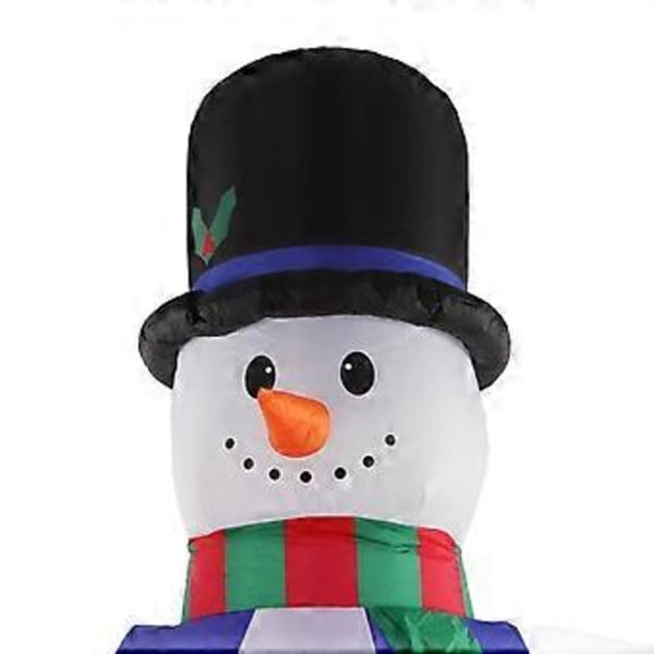2,4 m Hög Jul Uppblåsbar Snögubbe med Godis Käppar Blå Väst Självuppblåsande Gårdsdekoration LED Belyst Snögubbe