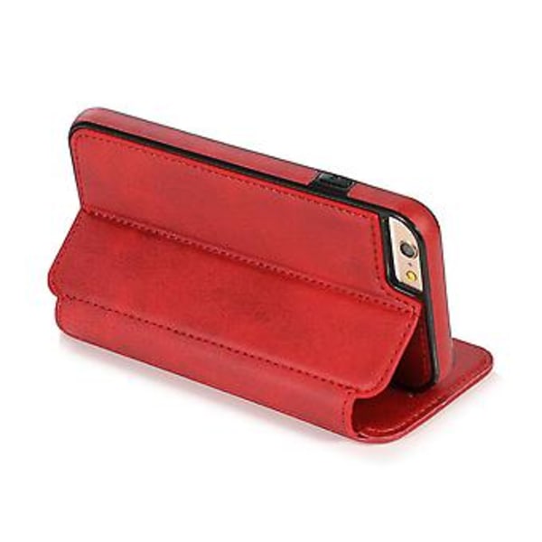 PU Læder Etui Folio Til Iphone 6p/6sp, Business Stil, Pengepung Funktion, Fald Beskyttelse, Stativ Funktion, Holdbar (Rød)