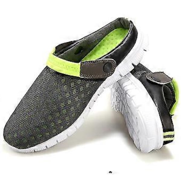 hmwy-herr damtofflor träskor mules sandaler flip-flops skor (41 Grå Grön)