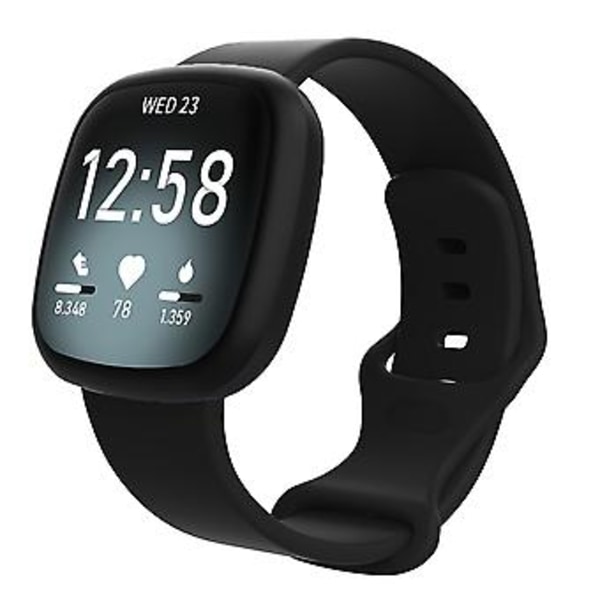 Til Fitbit Versa 3 / Sense Silikon Urrem Størrelse: L (Sort)