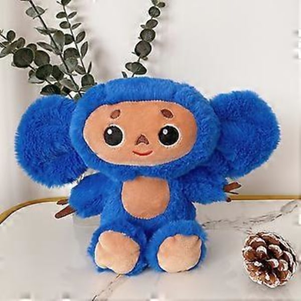 Cheburashka Apa Plush Storörad Apa Plysch Leksak Dock för Barn Födelsedag Julgåva (23cm Blå)