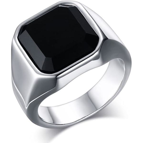 Mænds Sorte Onyx Ringe Mænds Rustfrit Stål Kvadratisk Agat Signet