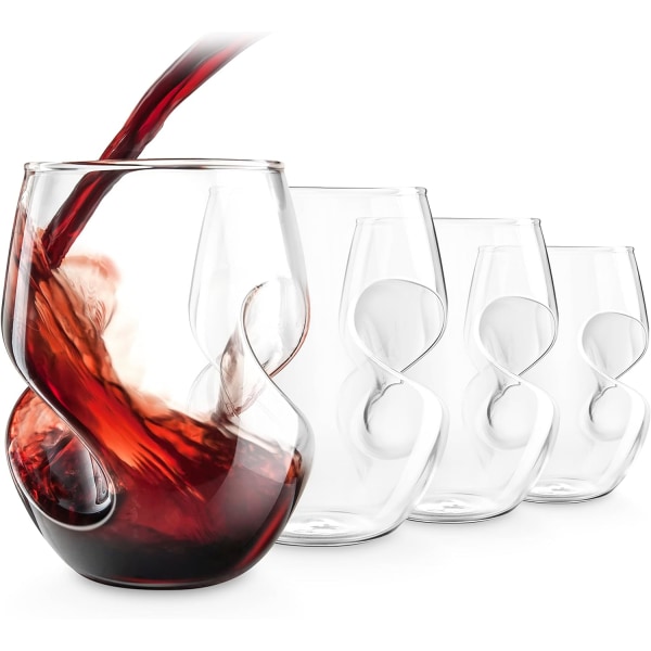 Set med 4 rödvinsglas - 473 ml handblåst glas