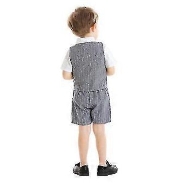 Lasten puku, raidallinen liivi, lyhythihainen paita, rennot shortsit, kolmiosainen setti (80CM)