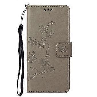 Blomfjärilspräglat Plånboksfodral i Läder med Stativ och Rem för OnePlus Nord 2 5G