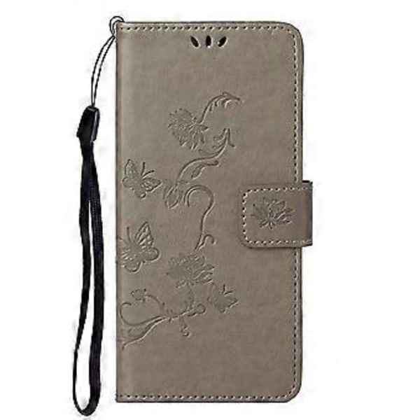 Blomster-Sommerfugl-Præget Læderpung Stativ Telefon Cover med Snøre til OnePlus Nord 2 5G