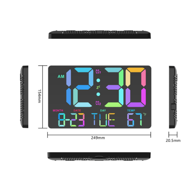 Digital klocka med stor skärm, 9,8 tums digital kalender med tråd