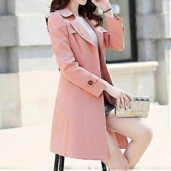 Kvinners Enkeltbryst Trenchcoat Oversized Langærmet Frakk Med Lomme Gave Til Jul Bursdag Nyttår (Rosa M)