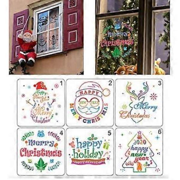 6 stk/sett Juletrær Snømann Tegnemal Stencil Maling Preget Scrapbooking DIY Album Dekorativ Kunst Håndverk