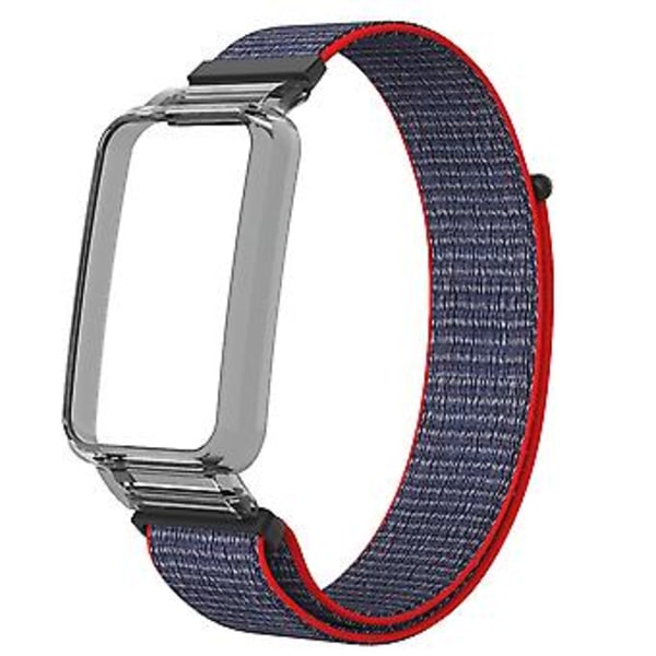 PC-fodral + Nylon Loop-rem för Xiaomi Mi Band 7 Pro (Ljusrosa)