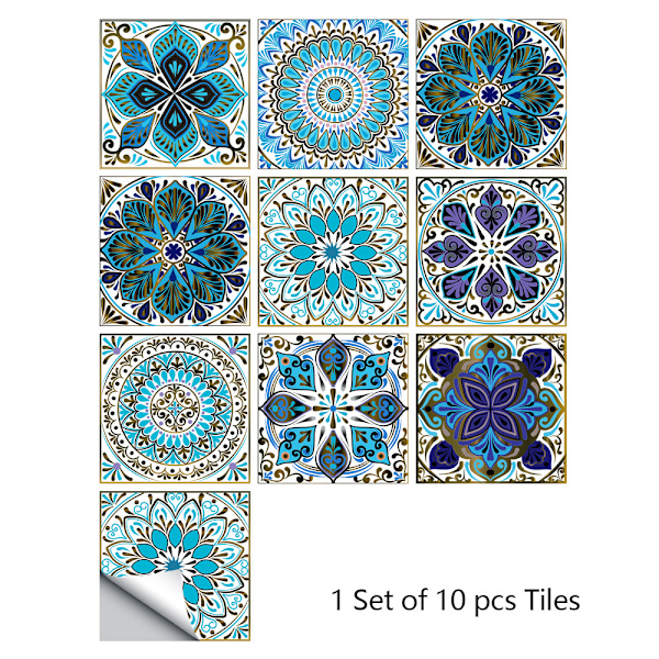 10 stk. Mandala selvklebende fliser klistremerker 10 x 10 cm St