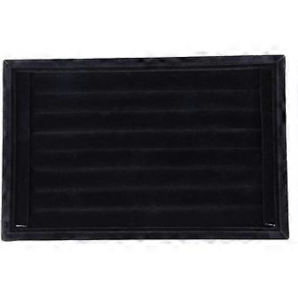Velvet Smykkeopbevaringsbakke med 7 rum Manchetknapper Organizer Smykkeopbevaring (sort)