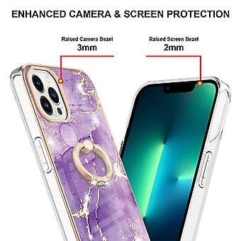 Elektroplettet Marmor IMD TPU-etui til iPhone 15 Pro Max (Lilla 1)