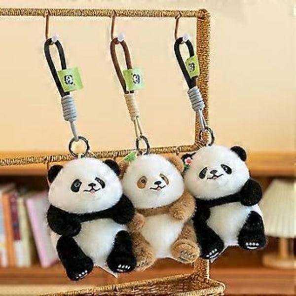 Yndig Panda Nøglering Robust PP Bomuld Tegneserie Vedhæng til Rygsæk eller Håndtaske Tilbehør Fritidstøj Daglig Brug (Hua Hua)