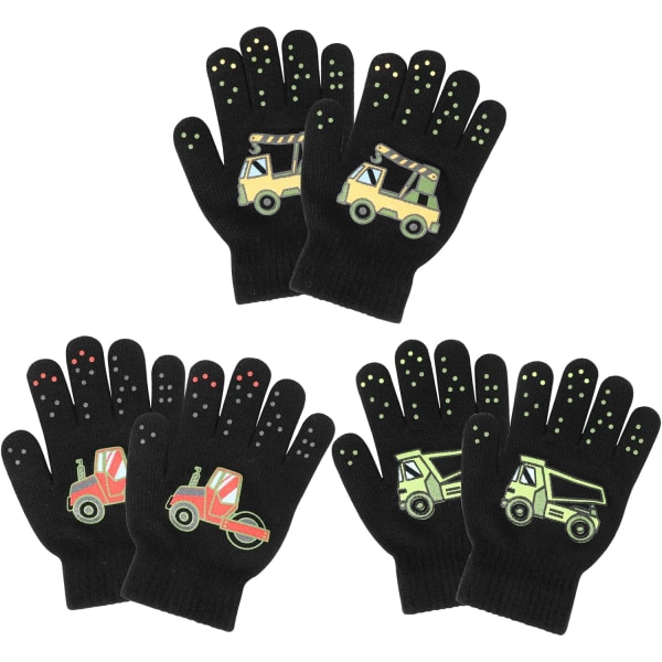 Vinterhansker for barn, 3 par full finger magiske hansker stretchy