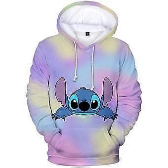 Barn Lilo Stitch Tryckta Tecknade Huvtröjor Tröja Huvtröjor Höstrockar (5-6 år Gradient Stitch)
