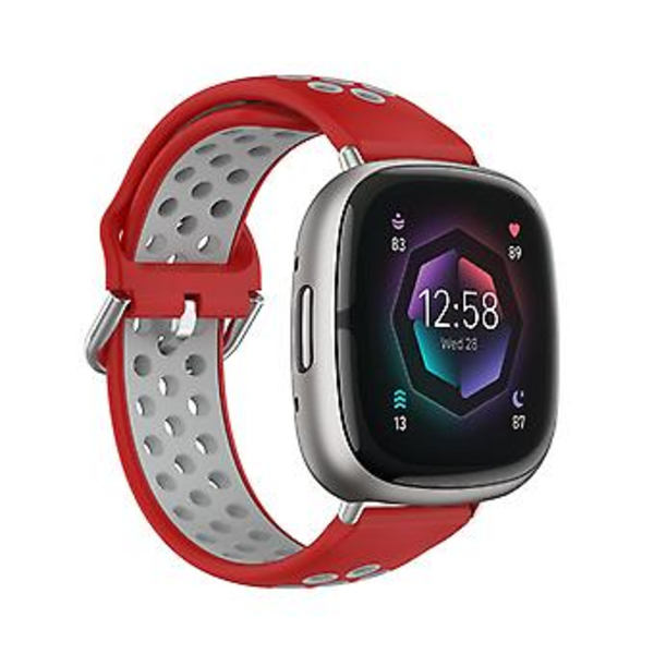 Kaksiväriinen silikoniranneke Fitbit Sense 2:lle (Punainen Harmaa)