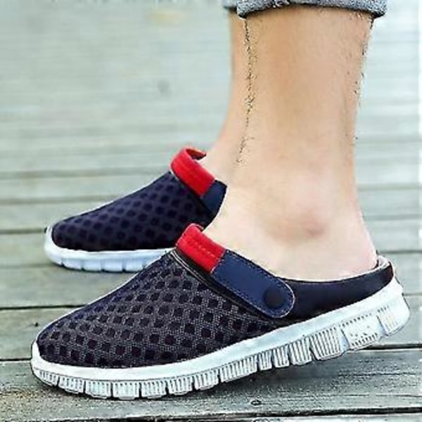 hmwy-herr damtofflor träskor mules sandaler flip-flops skor (40 Blå Röd)