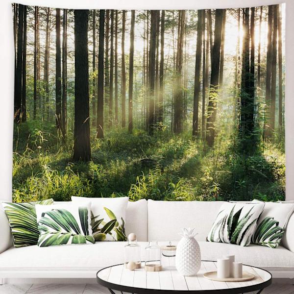 (150cmx200cm) Auringonpaiste Metsäseinävaate Aamuaurinko Puiden Läpi W