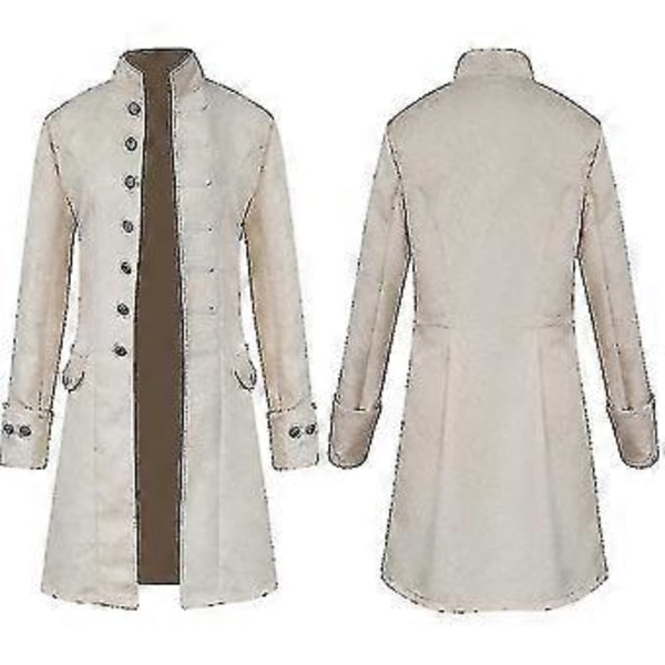 Mænd Jakker Steampunk Vintage Frakke Gotisk Victorian Frock Karneval Cosplay.M (4XL Hvid)