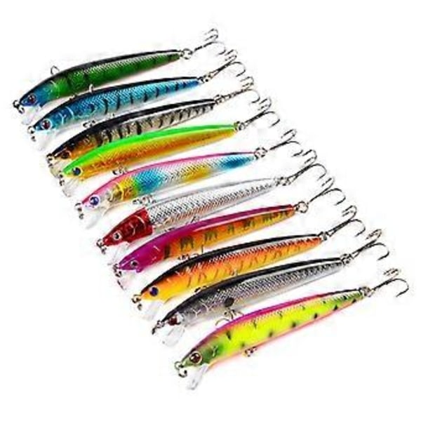10 stk./pakke 9,5 cm 8,5 g Hård Kunstig Wobblers Minnow Fiske Agnsfisk Flydende Agnsfisk Tackle
