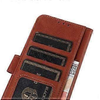 För Samsung Galaxy S23 FE Stativ Telefonfodral PU Läder Kohud Textur Telefon Plånboksfodral (Stil D)