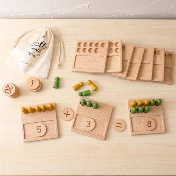 Montessori-puulelut Oppimislelu Puulelut Montessori-pelit Numeropelit Säilytyspussilla Ac