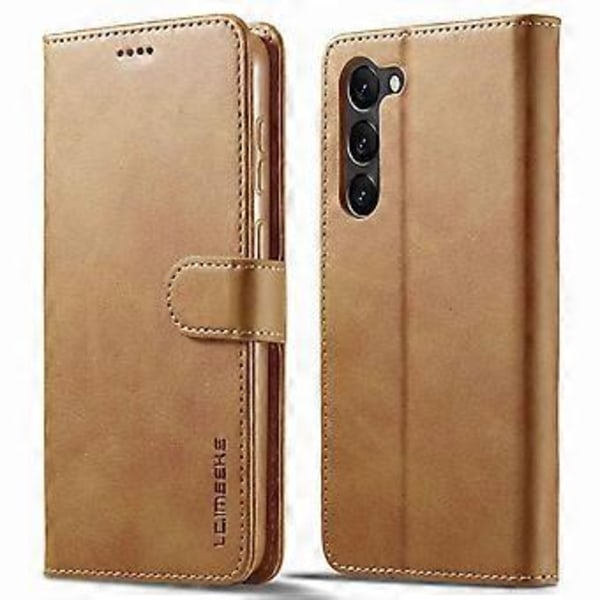 LC.IMEEKE Samsung Galaxy S24+ -kotelo Vasikanahkaisella Tekstuurilla, Seisova Puhelin Kotelo (Tyyli E)