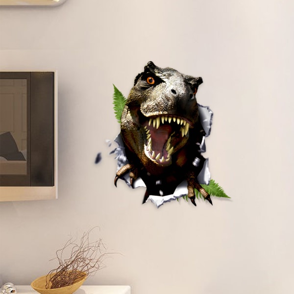 3D dinosaurie krossade väggdekaler självhäftande 3D vardagsrum sovrum