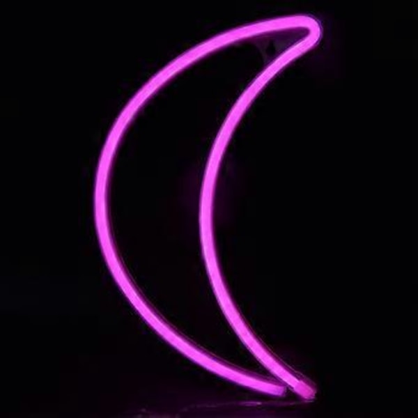 Måne Neonskylt Neonljus Dekorativ Lampa för Sovrum Fest Bar Dekor USB/Batteridriven Rosa