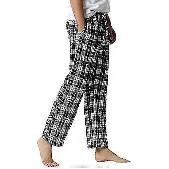 Herreternet bomulds pyjamasbukser/YY(M Sort Hvid)