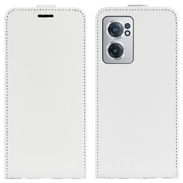 R64 Vertikal Lommeveske i Lær for OnePlus Nord CE 2 5G (Hvit)