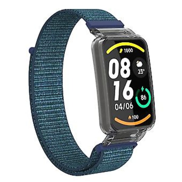 PC-etui + Nylon Loop-rem til Xiaomi Mi Band 7 Pro (Mørkegrå)