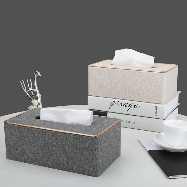 En Leinen Grå Phnom Penh Stor Tissue Box Læder Kosmetisk Tis