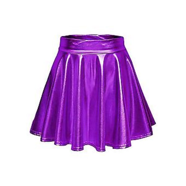 Glanset metallisk våtlook stretchy flared mini skater skjørt for kvinner/m/l/xl, 100% nytt (L)