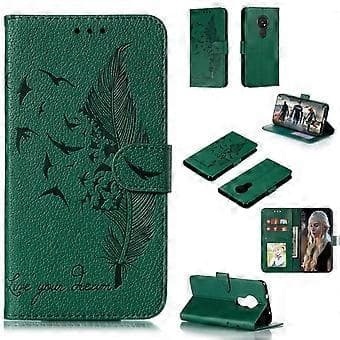 Litchi Design Imprint Feather Läderfodral med Plånboksstativ för Nokia 7.2