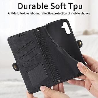 Til Samsung Galaxy A34 5g Geometrisk Lynlås Tegnebog Side Spænde Læder Telefon Case (pink) (Sort)