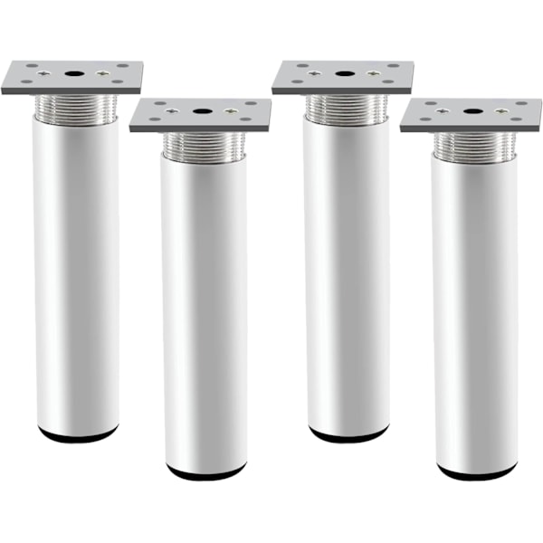 4 stk. justerbare møbelben, metalbordben 100 mm højde sengben aluminiumlegering mat sil