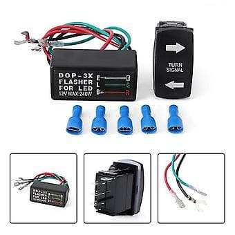 12V Universal 3-tråds Blinkrelæ med Blinklysskontakt LED-lys Blinkrelæ til Båd