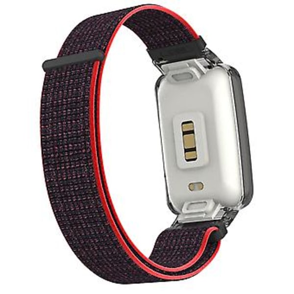 PC-fodral + Nylon Loop-rem för Xiaomi Mi Band 7 Pro (Röd Svart)