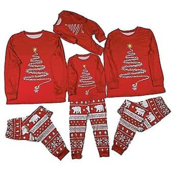 Julepyjamas Xmas Pjs Sæt Familie Matchende Fest Natkjole Sove Outfits (Børn-10T)