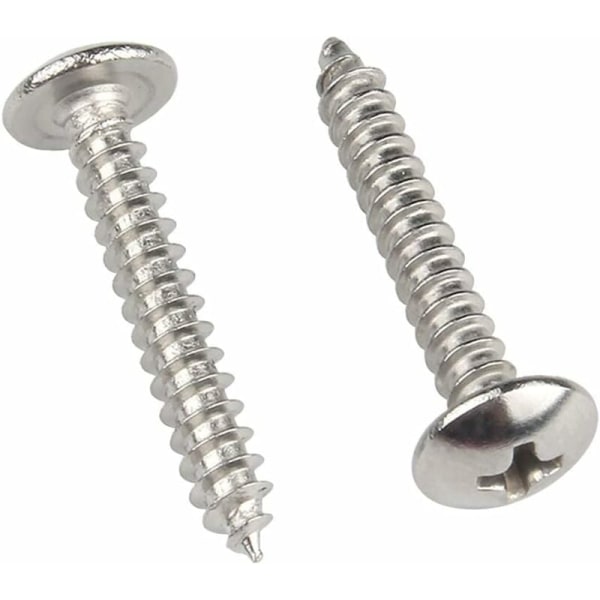 Phillips Rundhoved Træskruer - 304 Rustfrit Stål Kuplet Champignon Pan Hoved Selvborende Skruer Metal Fasteners M4X16,40Stk