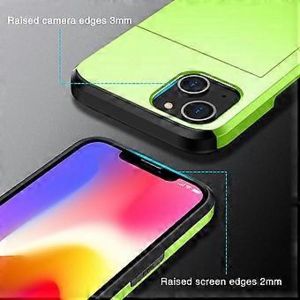Korttikotelopuhelin Kotelo iPhone 15 Plus:lle, TPU+PC Kaksoiskerrosinen Iskunvaimennuspuhelin Kotelo