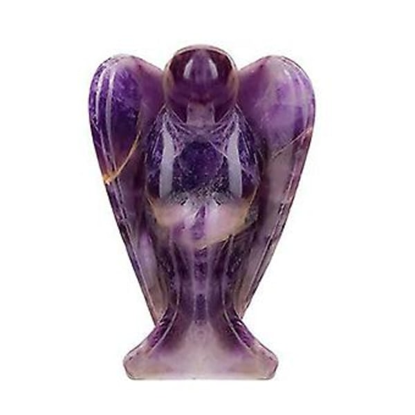 Tigerøje Engel Dekor Healing Krystaller Poleret Natursten Skulptur Statue Håndskåret (Lilla)