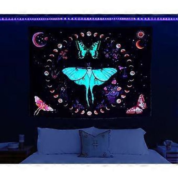Fjärilstapet Psykedelisk, UV-reaktiv Fluorescerande Tapet för Väggdekoration Vardagsrum (150 cm 130 cm)
