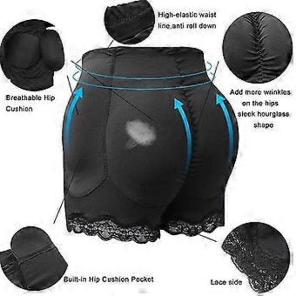 Förstärkare Falska Rumpor Trosor Höft Butt Lyftare Formare Kontroll Trosor Vadderade Bantningsunderkläder Förstärkare Höftkuddar Trosa (3XL Svart)