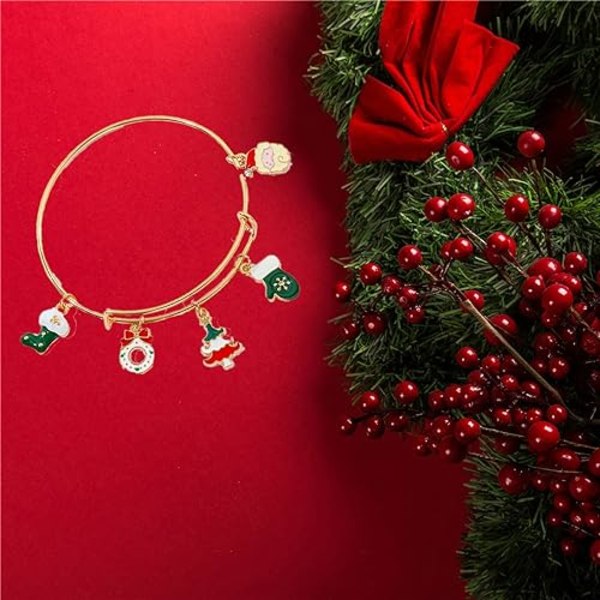 Christmas Charm Bracelets for Women Expandable Bangle Bracelet Ad